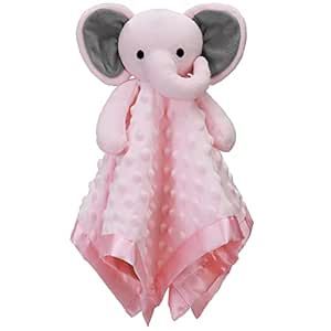 Pro Goleem Elephant Security Blanket with Stuffed Animal Snuggle Toy Lovey Soft Lovie Baby Registry Search Baby Girl Gifts for Infant and Toddler Pink 16 Inch