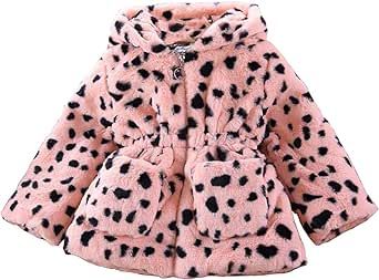 WEONEDREAM Toddler Girls Winter Fleece Coat Kids Hooded Faux Fur Jacket Baby Warm Outwear