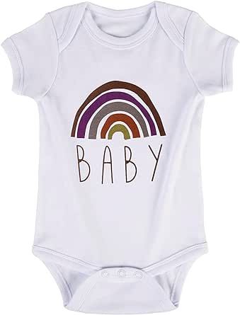 BDONDON Pregancy Annoucment Rainbow Baby Outfits Shirts Organic Rainbow Onesie Bodysuit for Infant Newborn Boys & Girls